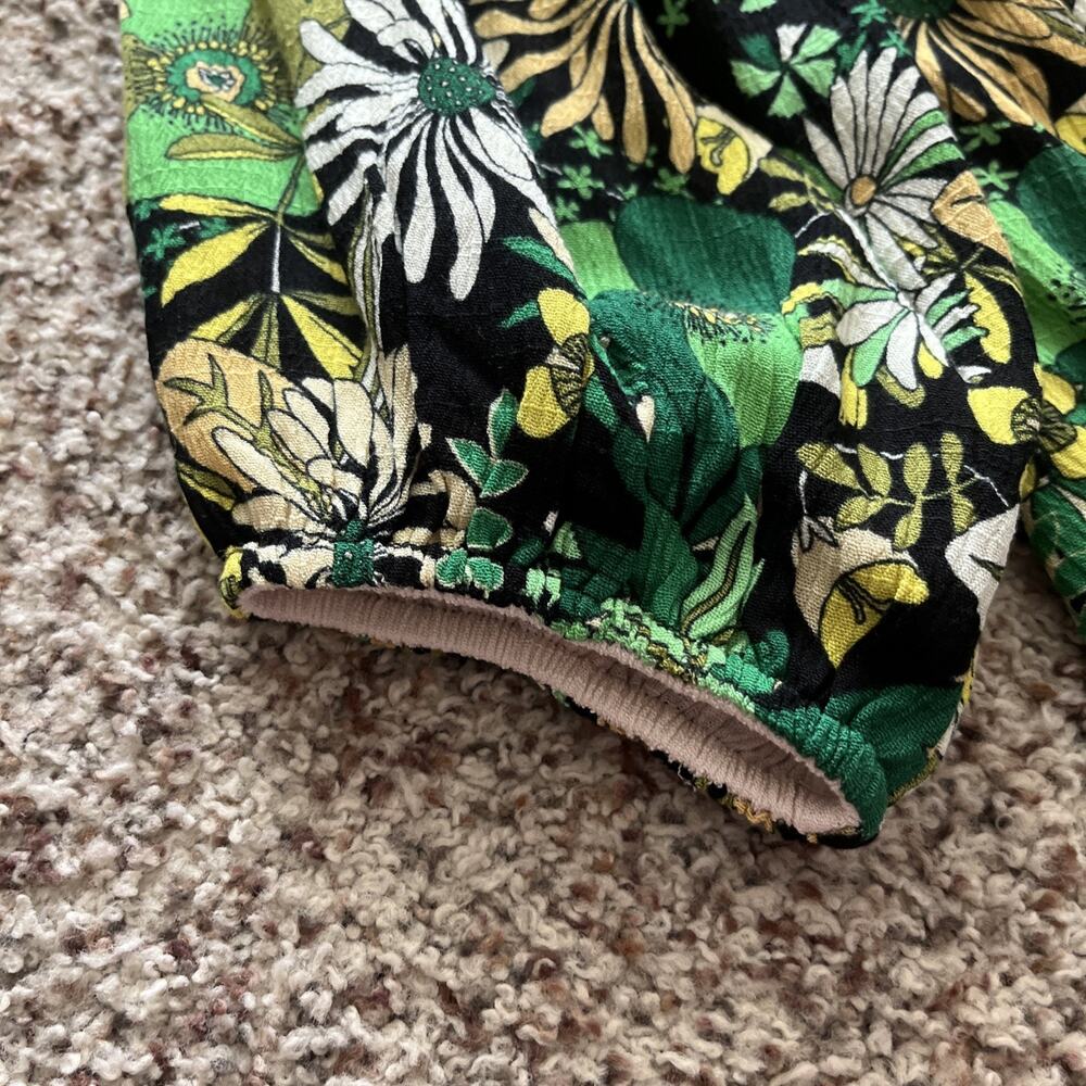 INC International Concepts Yellow Green Floral Top 1X Boho Retro 70s Hippie Bold - Picture 10 of 10